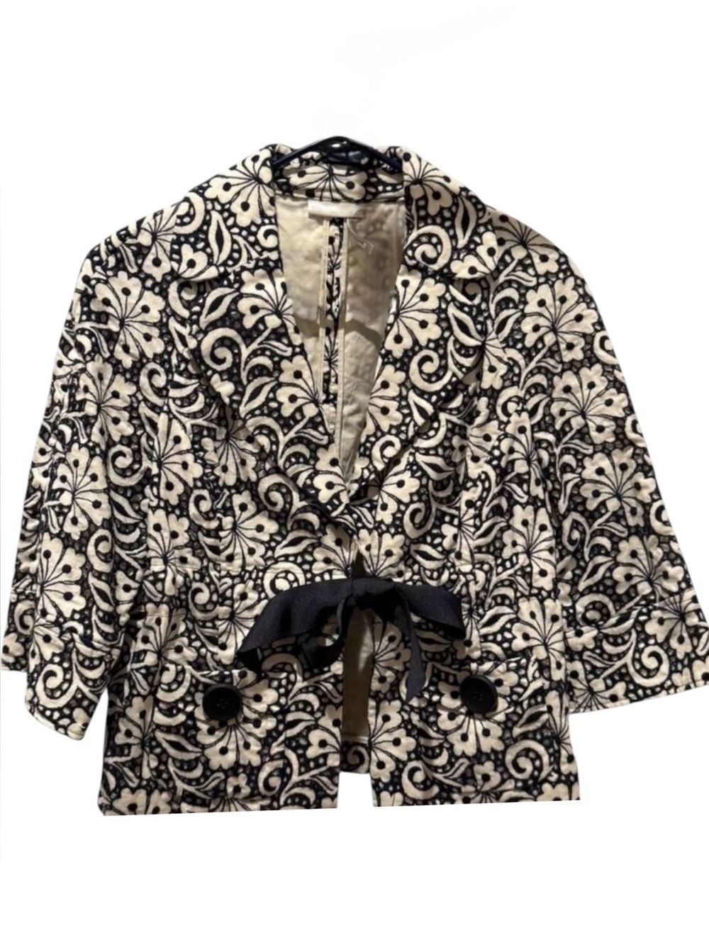 Classiques Entier Women's Navy and White Bow Summer Jacket | EUC